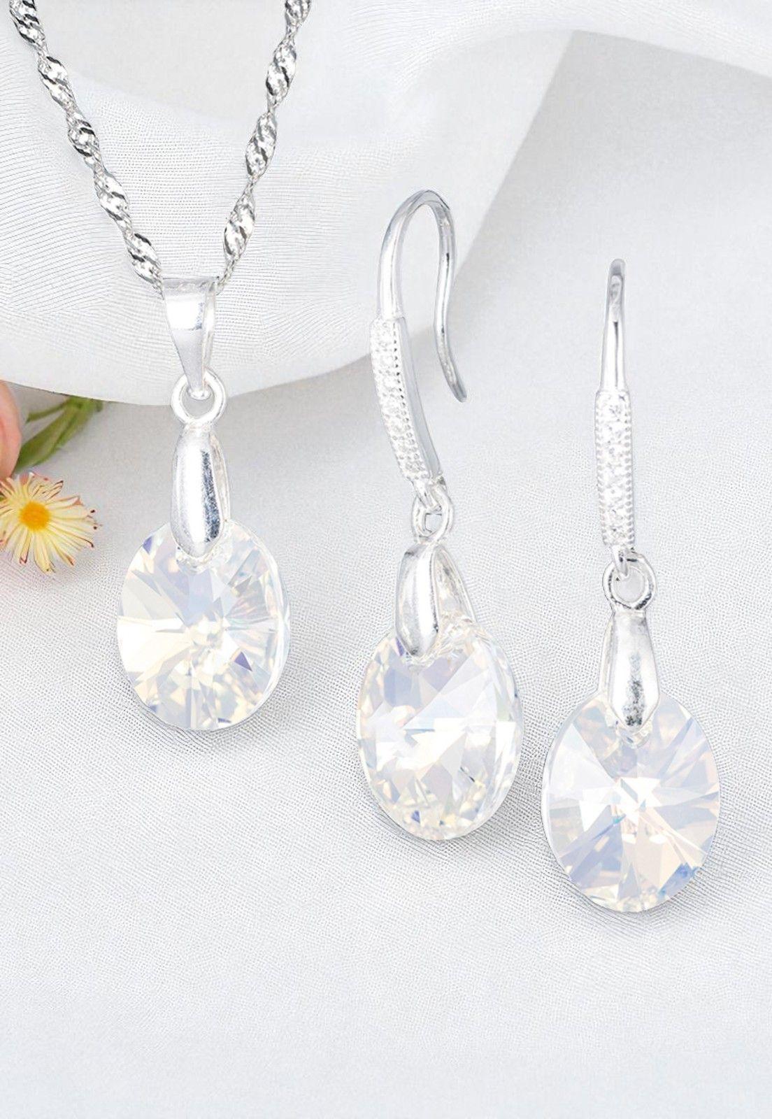 Conjunto Praga Plata 925 Cristal Genuino Aurora Boreal-2