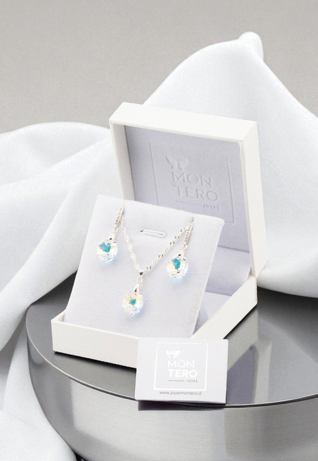 Conjunto Praga Plata 925 Cristal Genuino Aurora Boreal-5