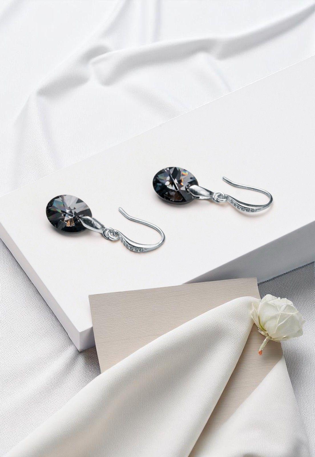 Aros Praga Plata 925 Cristale Genuino Silver Night-2