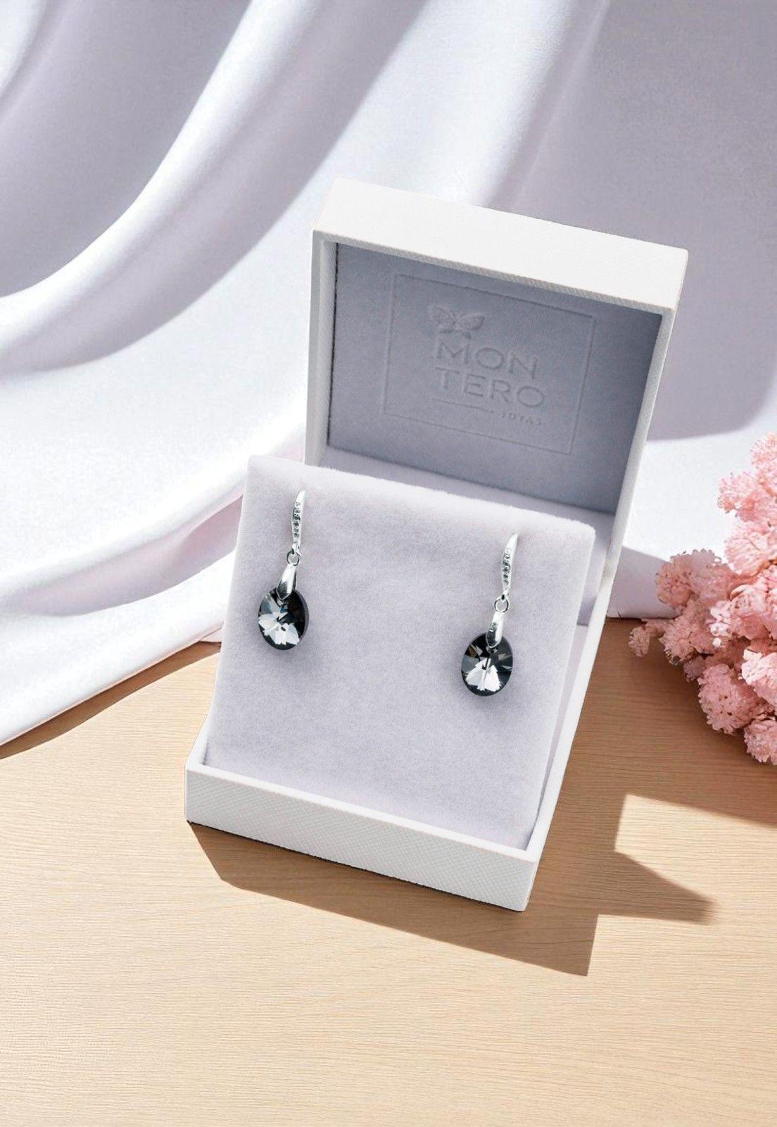 Aros Praga Plata 925 Cristale Genuino Silver Night-3