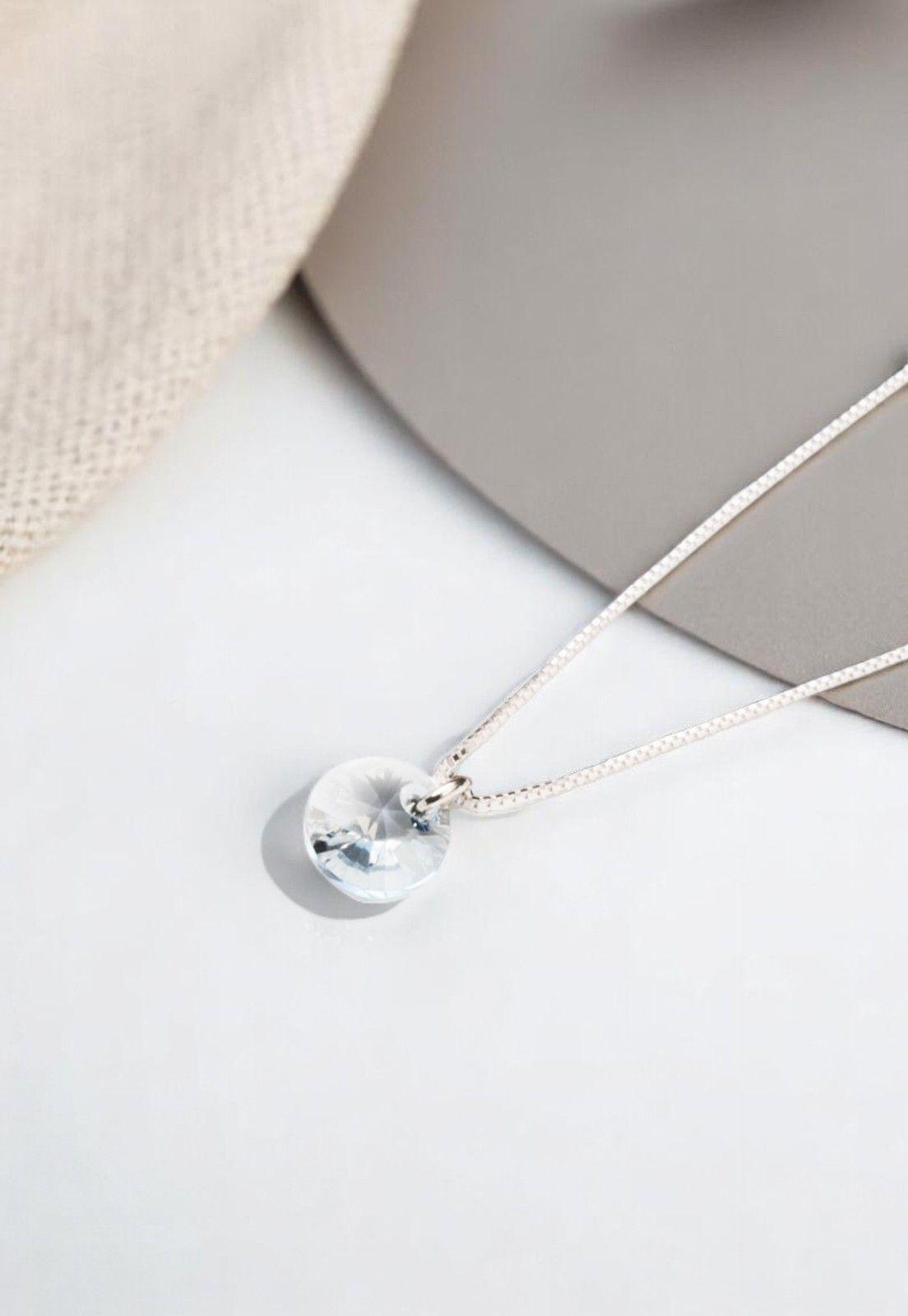 Collar Punto De Luz Plata Italiana 925 y Cristal Genuino Blue Shade-2