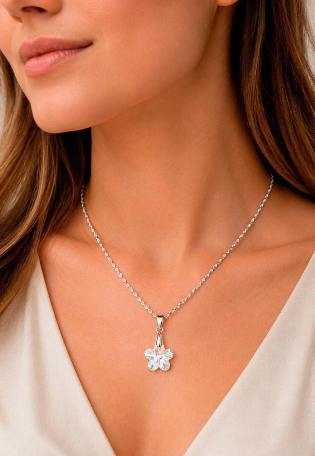 Collar Florencia Plata 925 Cristal Swarovski® Aurora Boreal-3