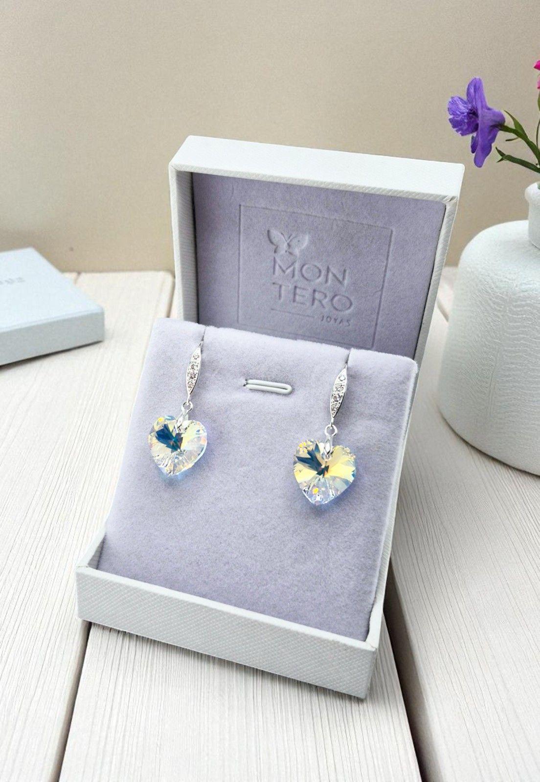 Aros Gran Romance Plata 925 Cristal Genuino Aurora Boreal-3