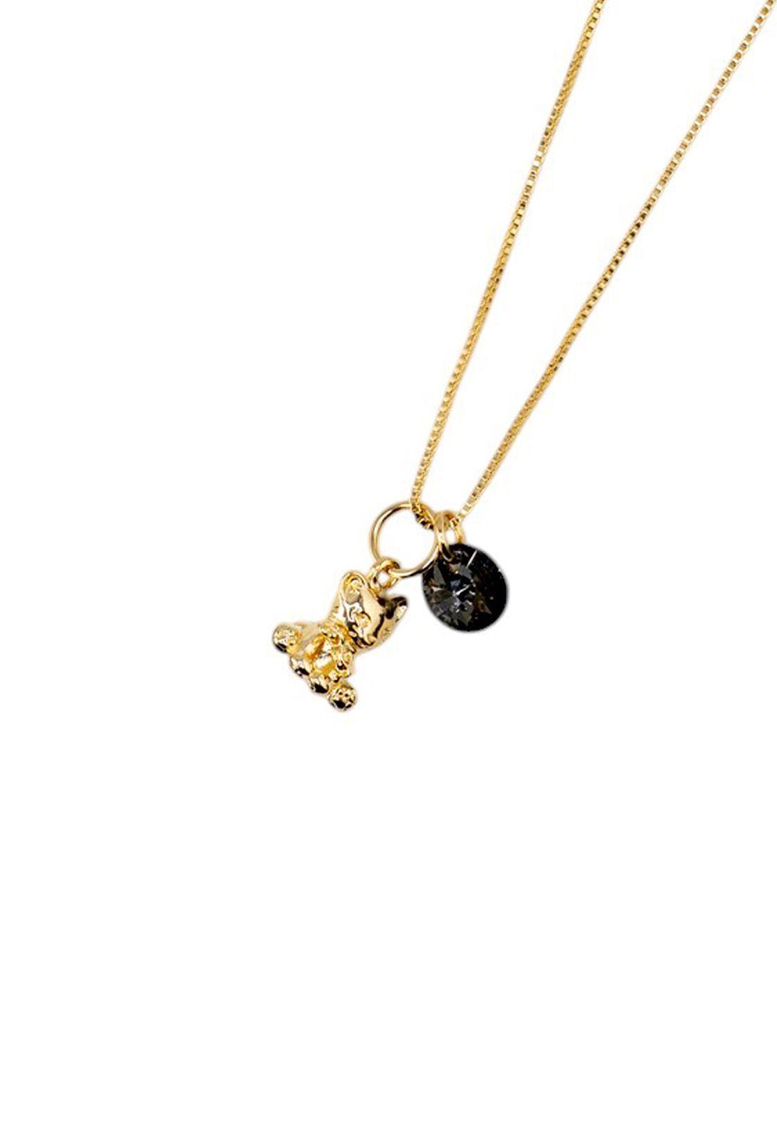 Collar Gatito Gold Baño de Oro 24k Cristales Genuinos Silver Night-0