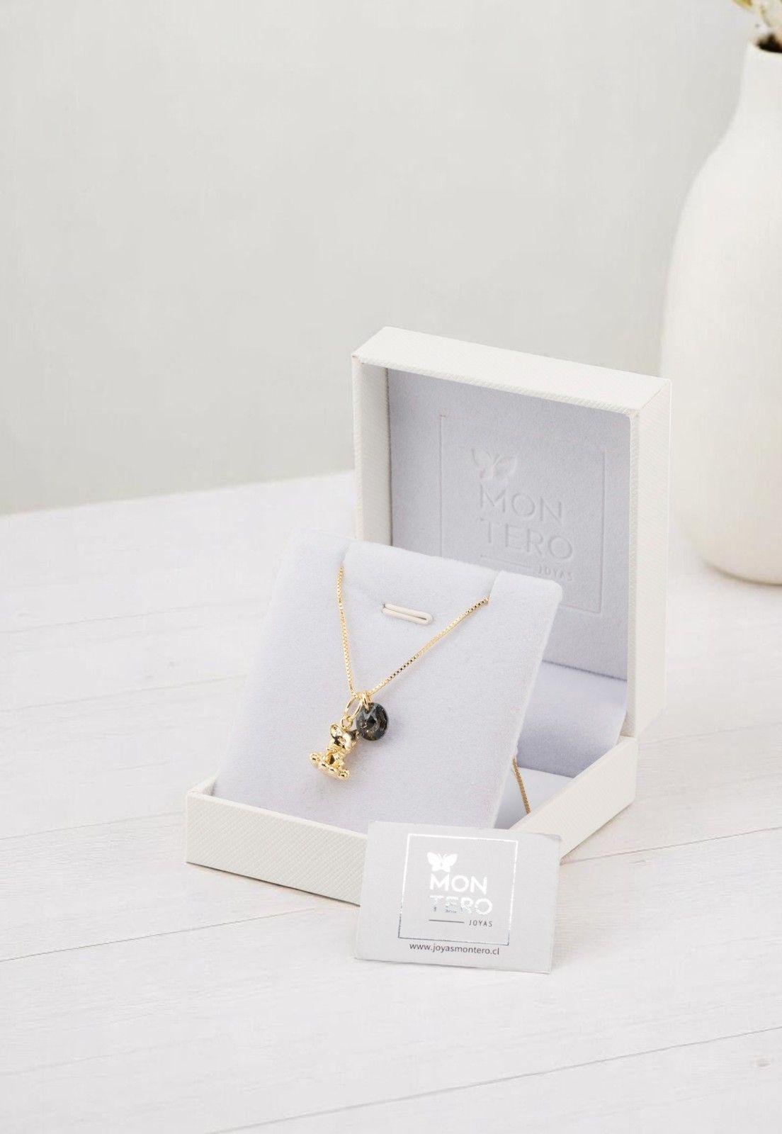 Collar Gatito Gold Baño de Oro 24k Cristales Genuinos Silver Night-2