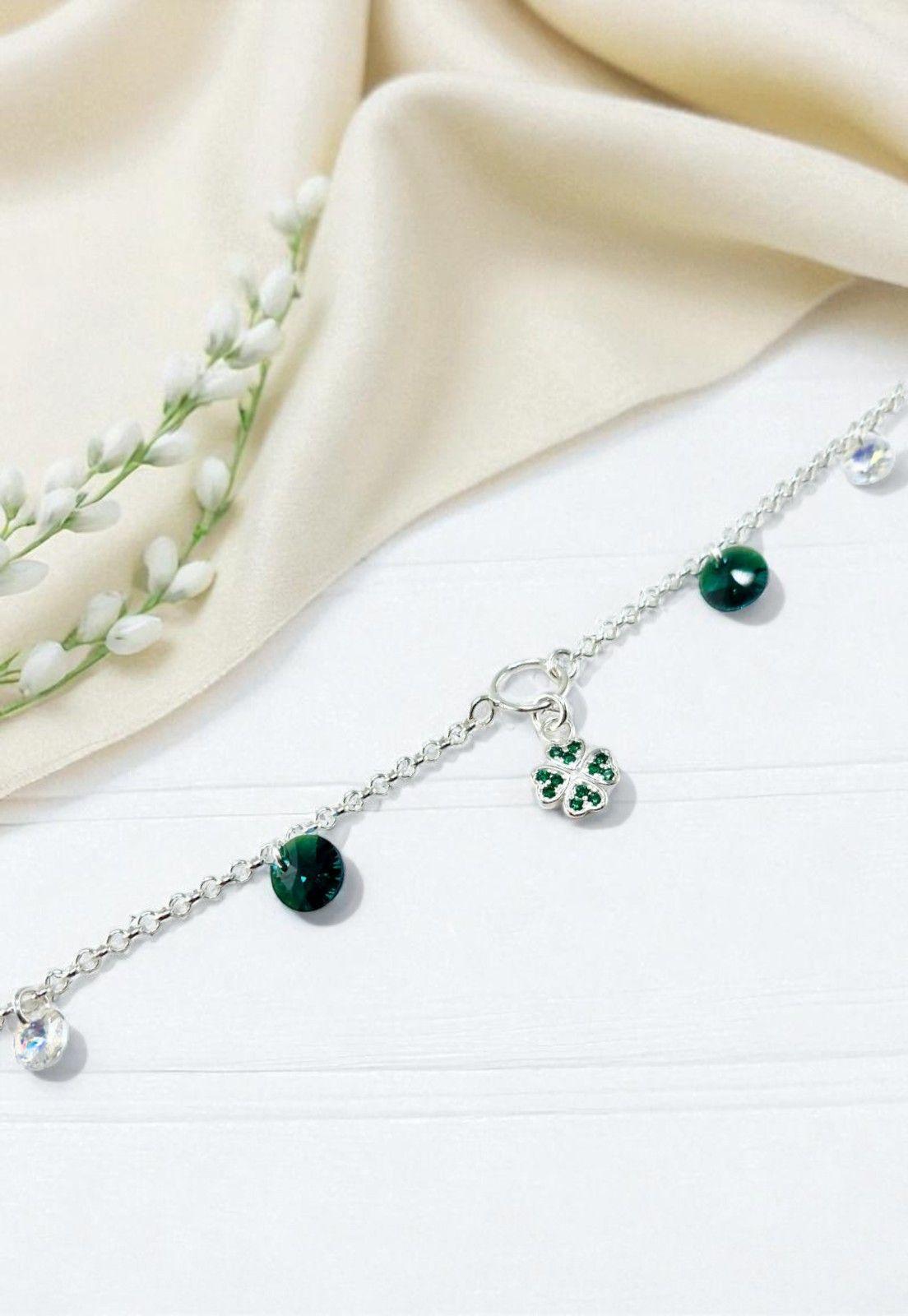 Pulsera Fortuna Plata Italiana Cristal Genuino-2