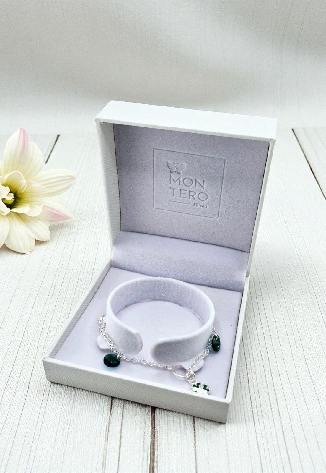 Pulsera Fortuna Plata Italiana Cristal Genuino-3