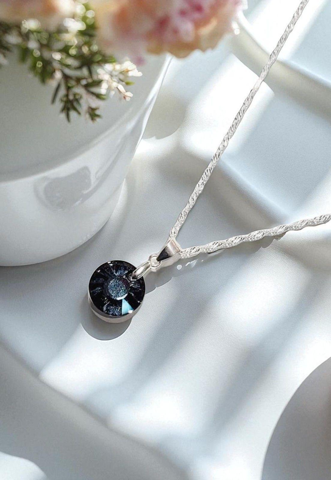 Collar Paris Plata 925 Cristal Genuino Silver Night-3