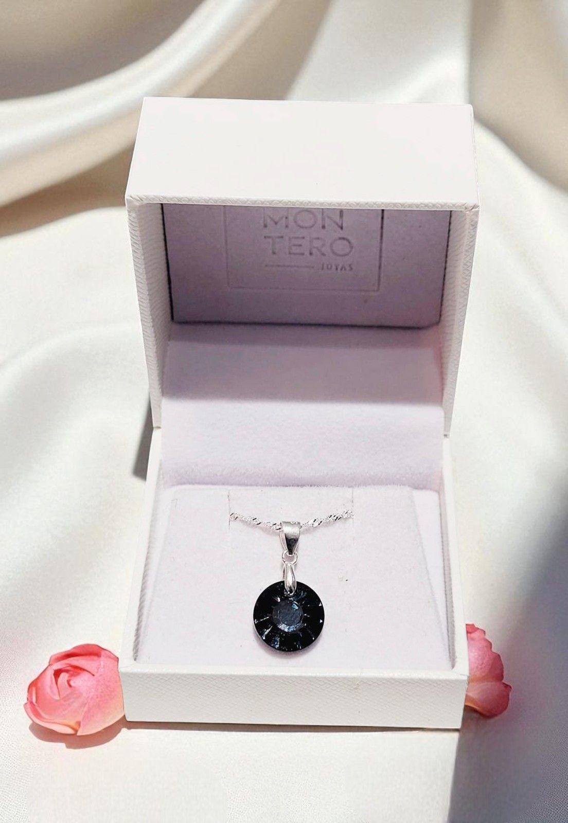 Collar Paris Plata 925 Cristal Genuino Silver Night-4