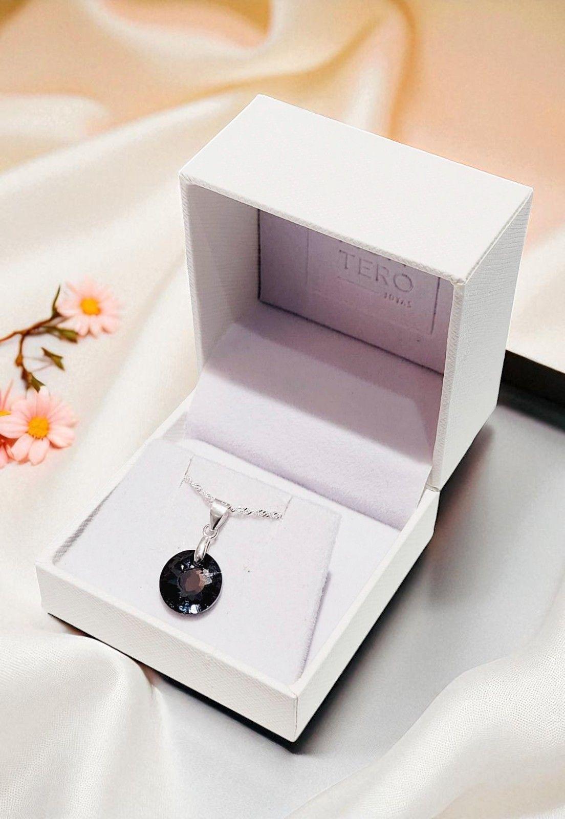 Collar Paris Plata 925 Cristal Genuino Silver Night-5