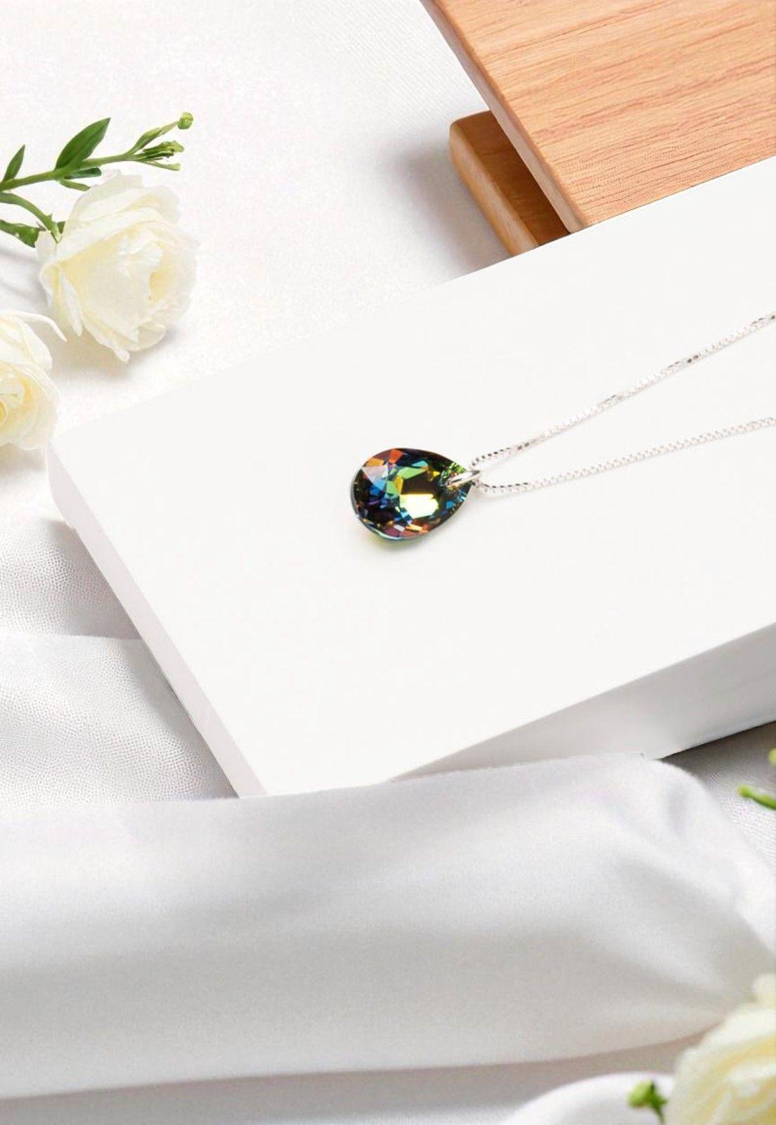 Collar Gota de Luz Cristales Genuinos Vitral Medium -2