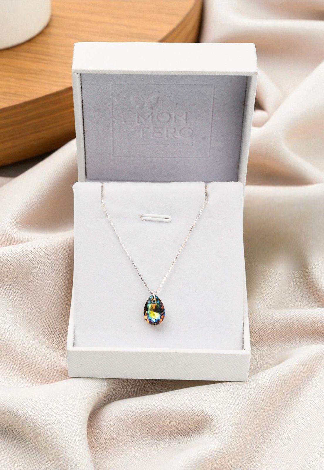 Collar Gota de Luz Cristales Genuinos Vitral Medium -3