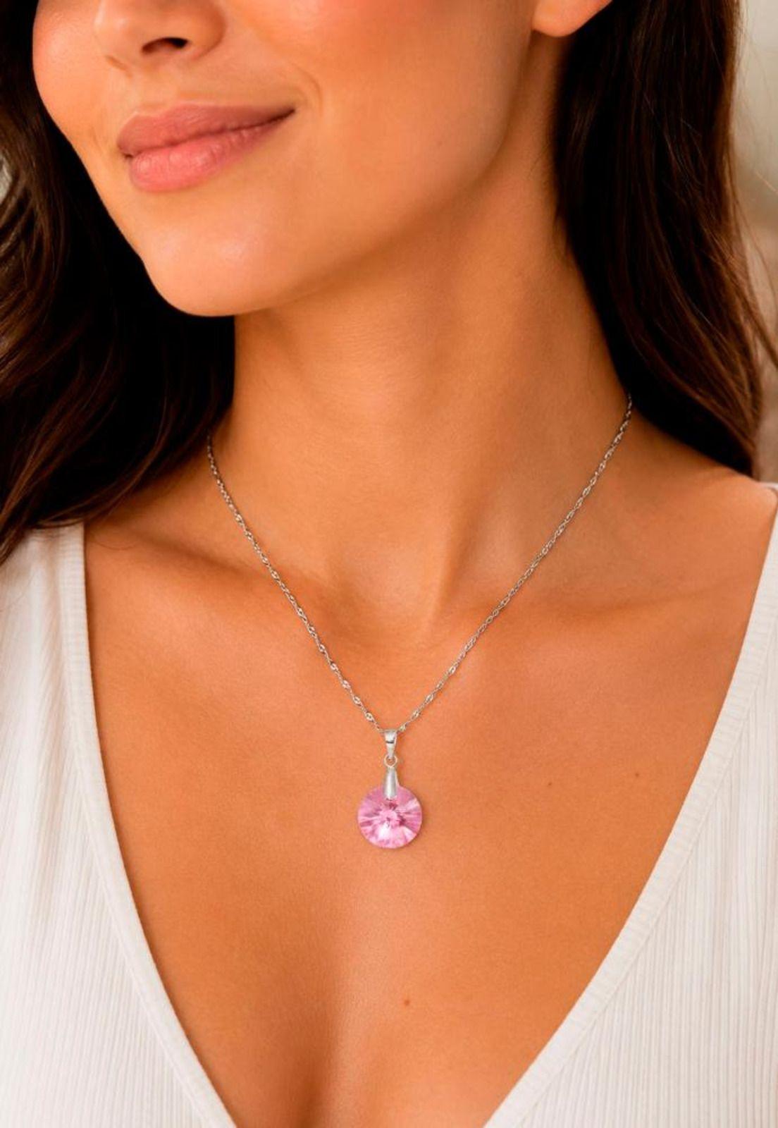 Collar Paris Plata 925 Cristal Swarovski®  Rose Shimmer-3