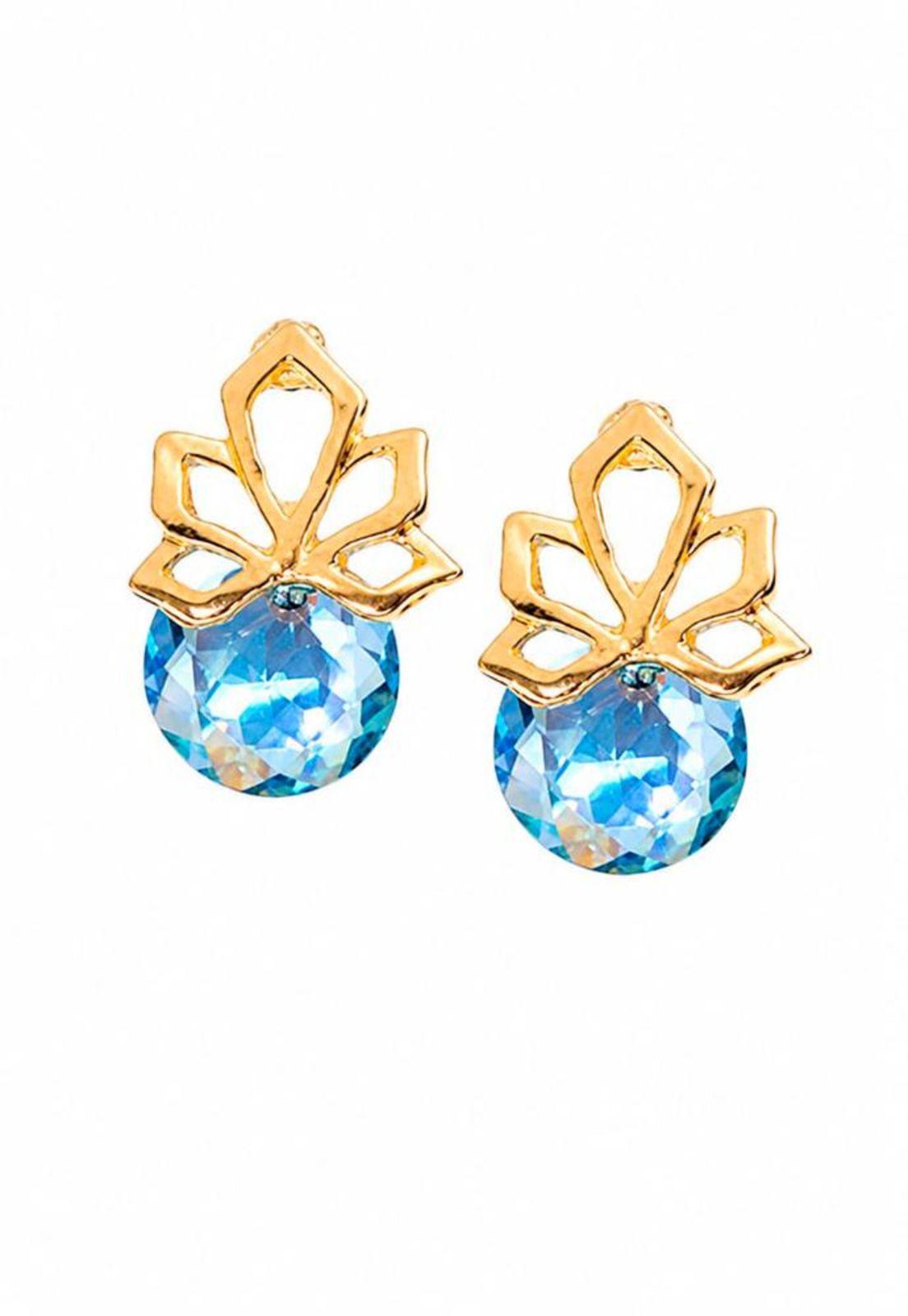 Aros Bali Gold 24K Cristal Swarovski® Aquamarine-2