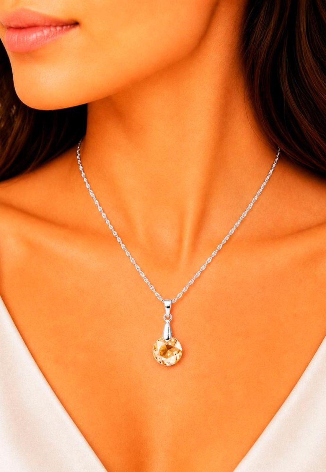 Collar Gracia Plata 925 Cristal Swarovski® Golden Shadow-3