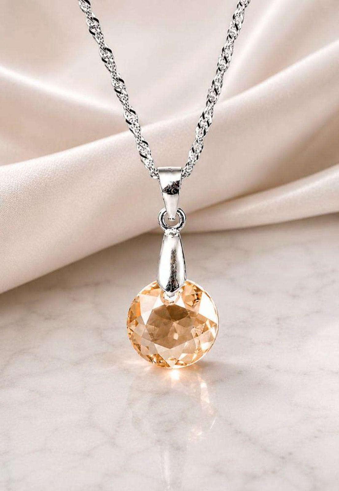 Collar Gracia Plata 925 Cristal Swarovski® Golden Shadow-4