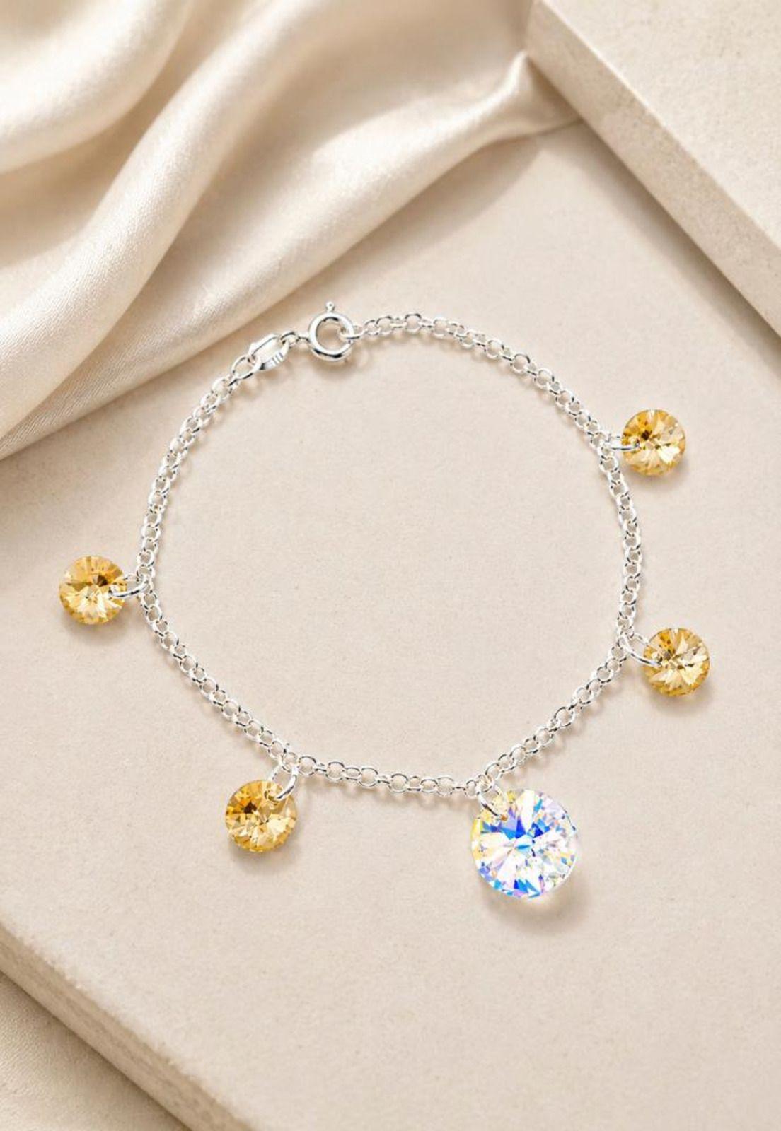 Pulsera Nepal Plata 925 Cristal Swarovski® Golden Shadow-2