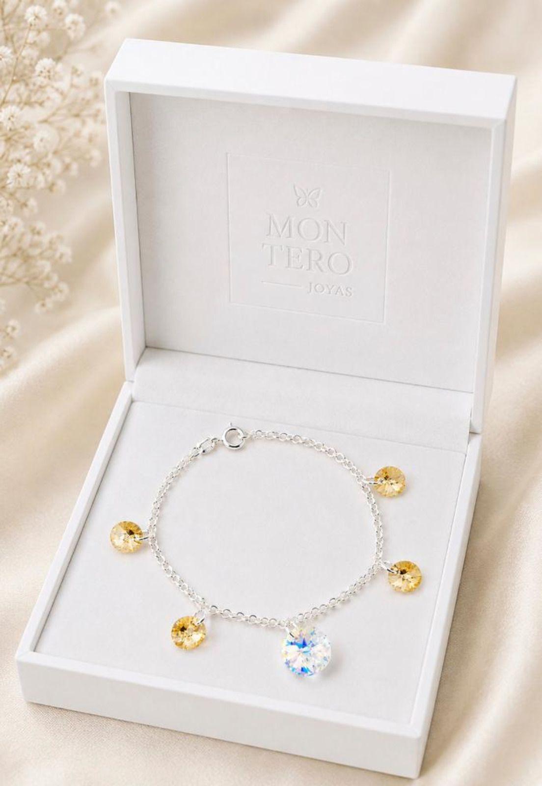 Pulsera Nepal Plata 925 Cristal Swarovski® Golden Shadow-3