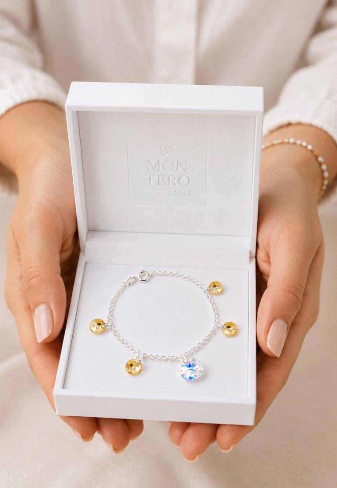 Pulsera Nepal Plata 925 Cristal Swarovski® Golden Shadow-4