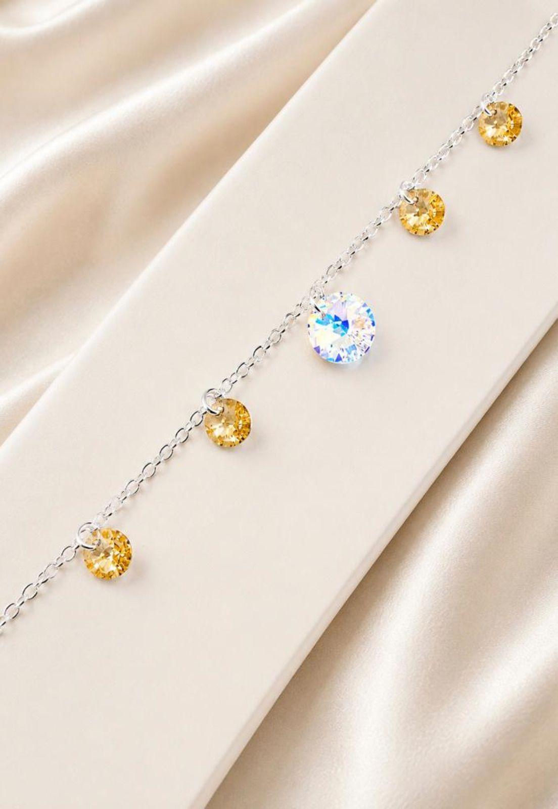 Pulsera Nepal Plata 925 Cristal Swarovski® Golden Shadow-5