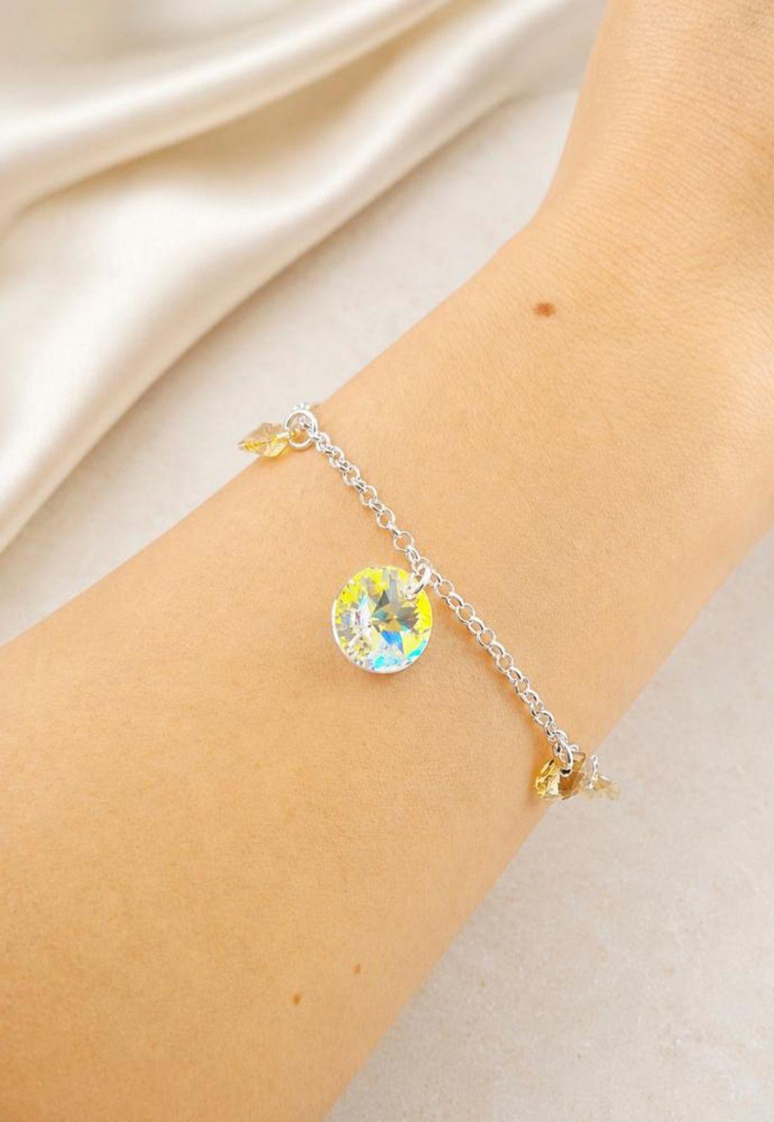 Pulsera Nepal Plata 925 Cristal Swarovski® Golden Shadow-6