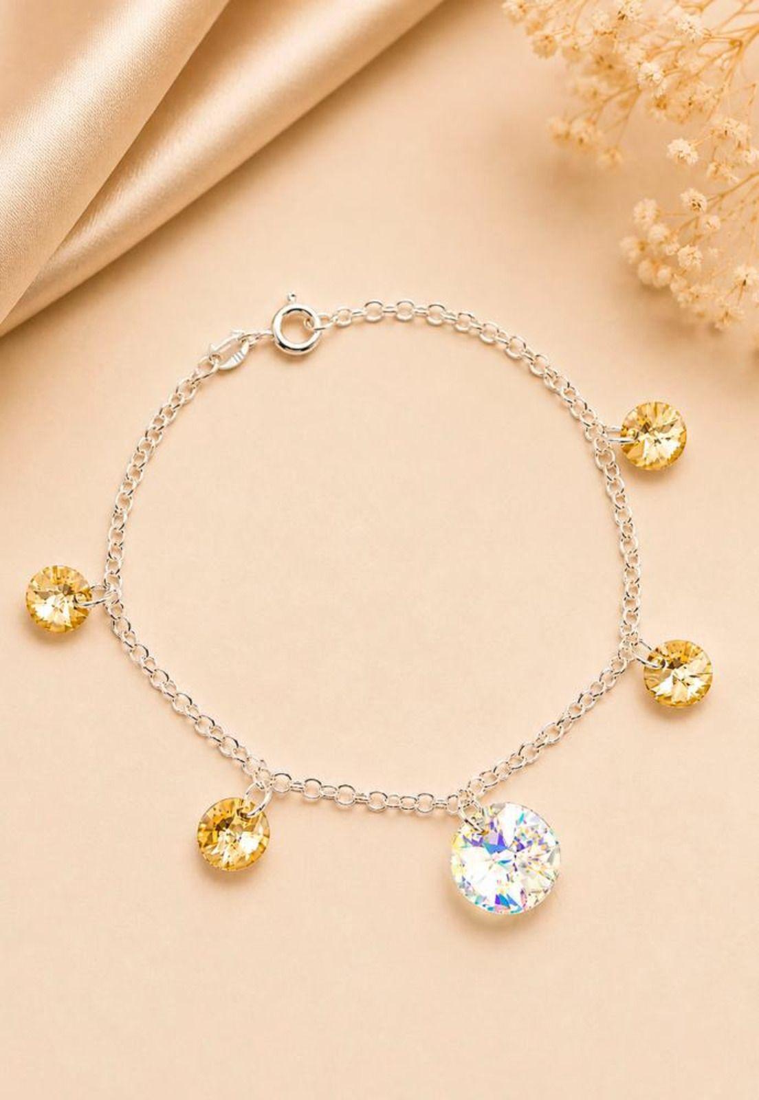 Pulsera Nepal Plata 925 Cristal Swarovski® Golden Shadow-8