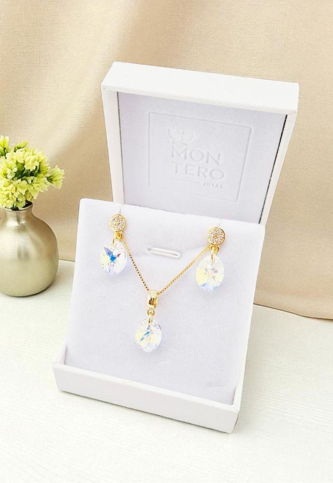 Conjunto Praga Gold 24K Cristal Swarovski® Aurora Boreal-3