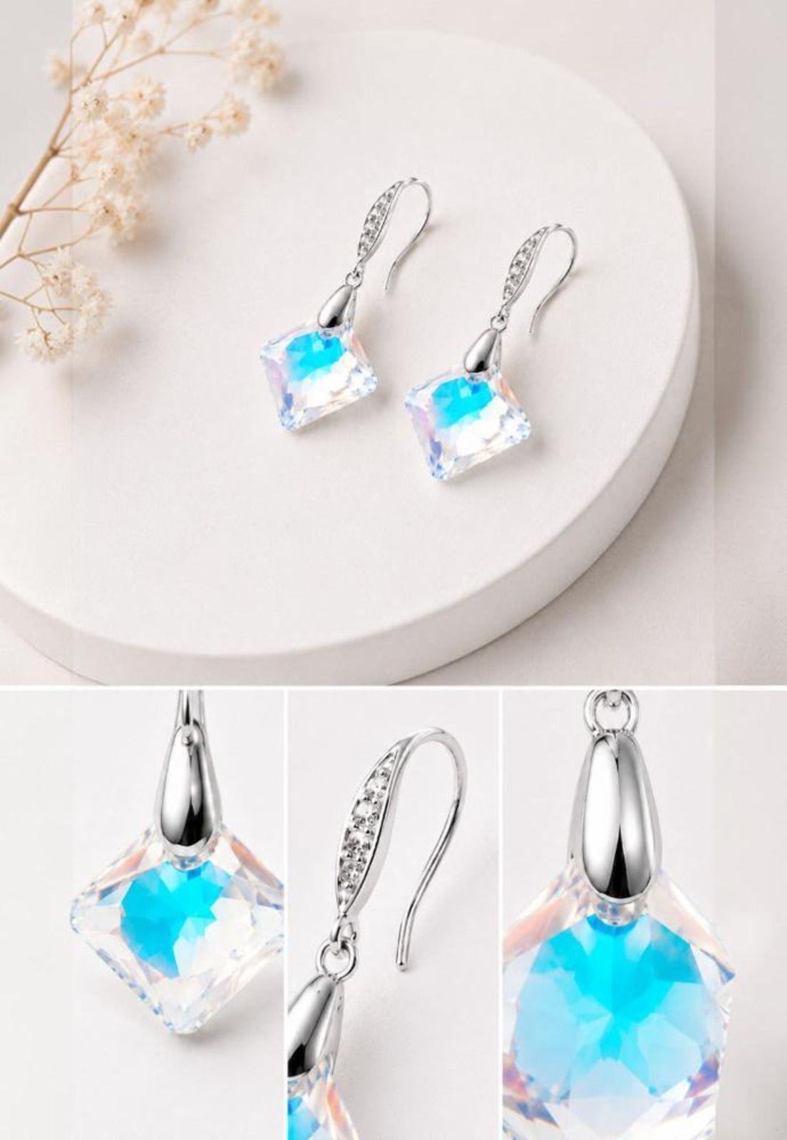 Aros Gran Cristina Plata 925 Cristal Swarovski® Aurora Boreal-4