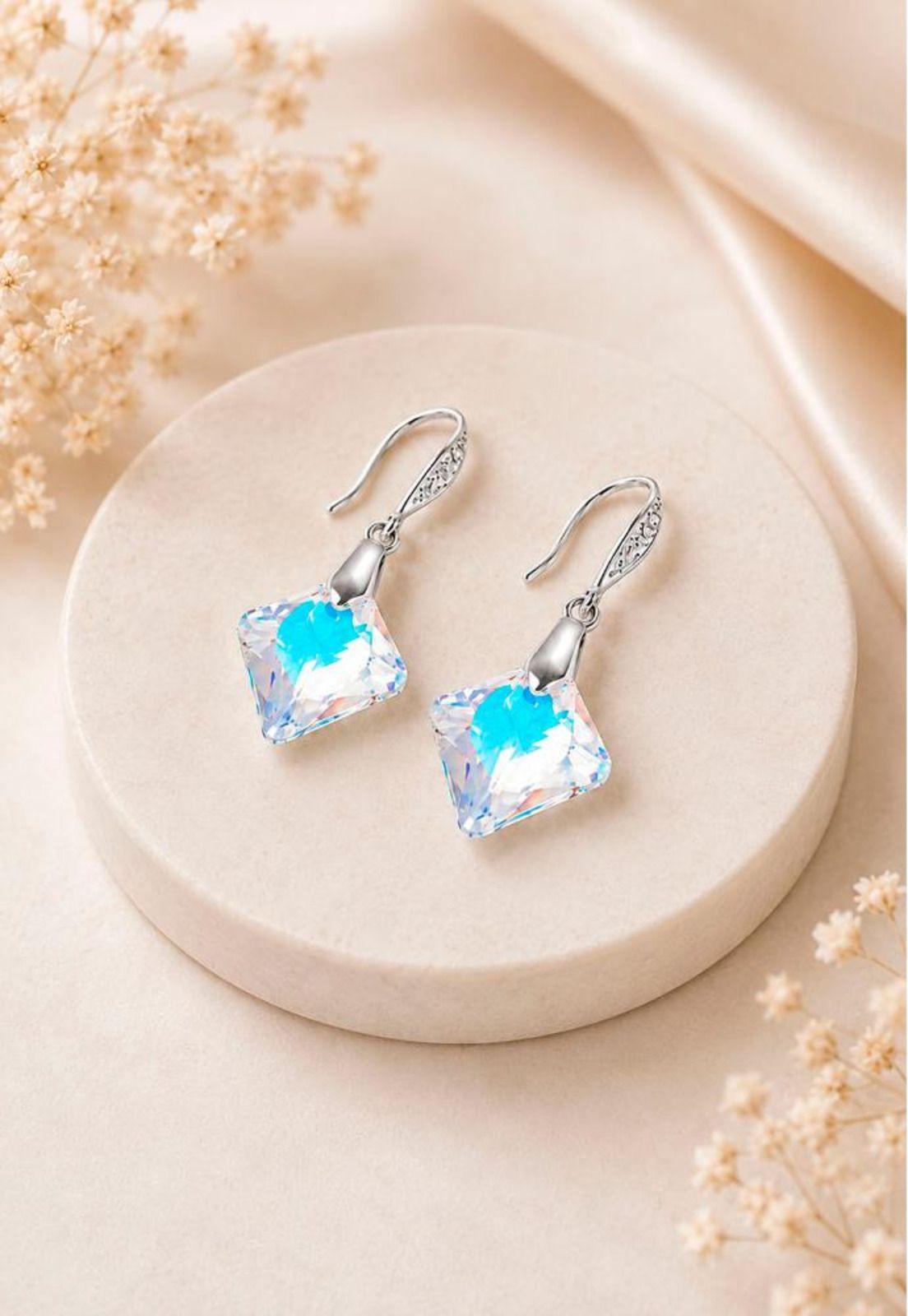 Aros Gran Cristina Plata 925 Cristal Swarovski® Aurora Boreal-7