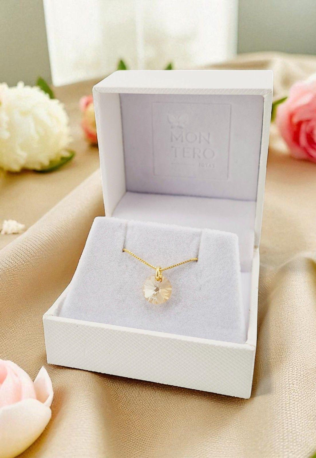 Collar Punto de Luz Gold Cristales Genuinos Golden Shadow-3