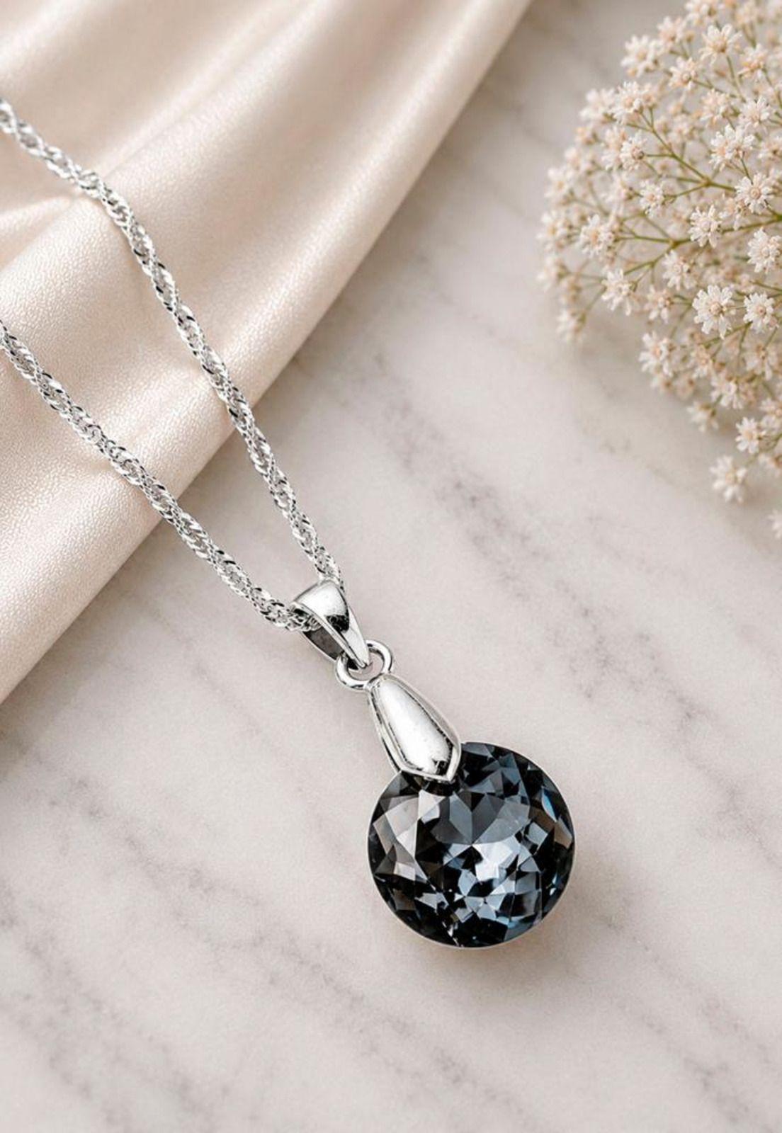 Collar Gracia Plata 925 Cristal Swarovski® Silver Night-6