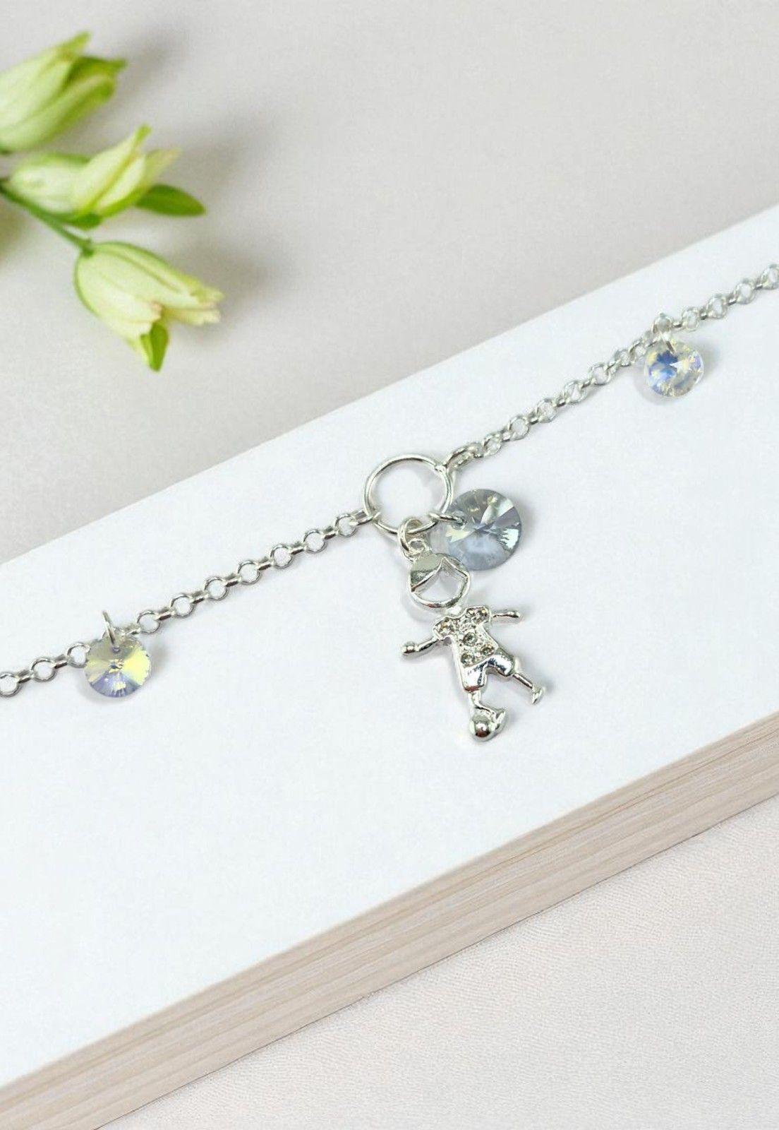 Pulsera Niño Plata Italiana 925 Cristal Genuino Aurora Boreal y Blue Shade-2