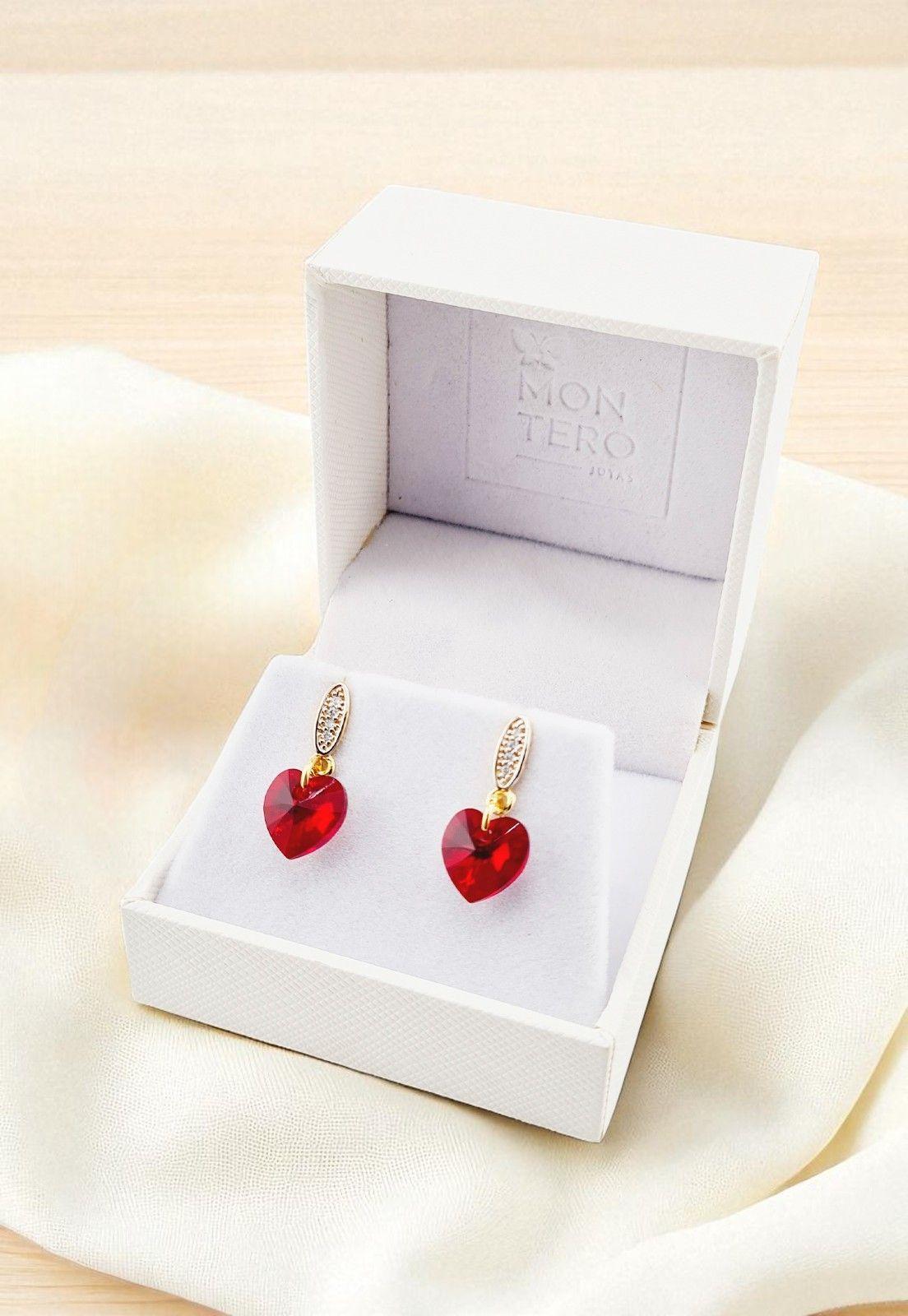 Aros Romance Gold 24K Cristal Genuino Siam -2