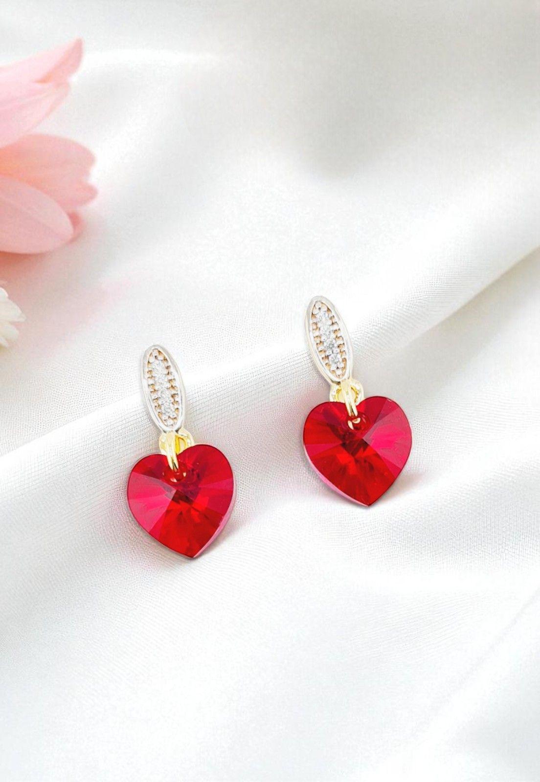 Aros Romance Gold 24K Cristal Genuino Siam -3
