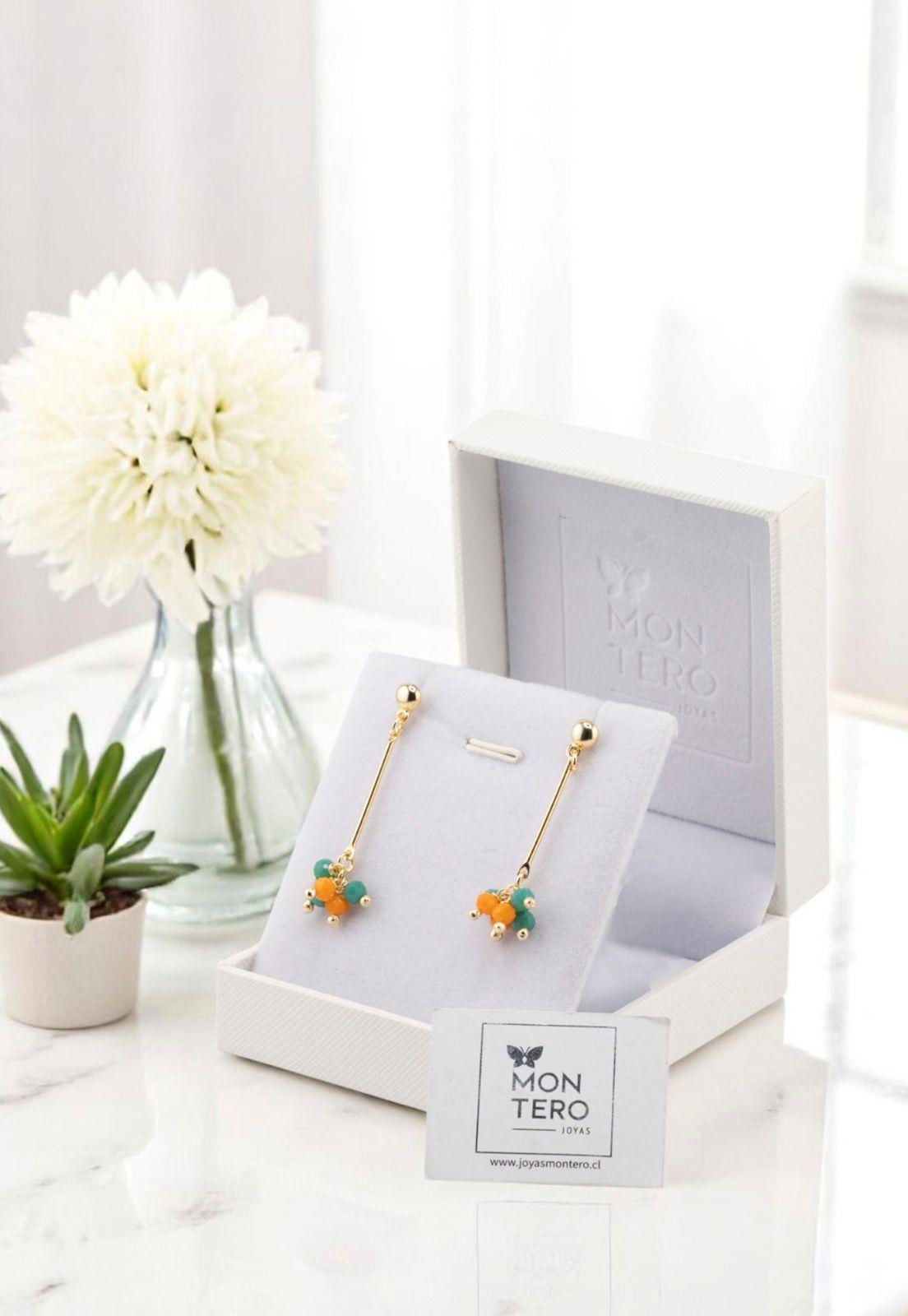 Aros Tessa Orange Gold Baño de Oro 24k-2
