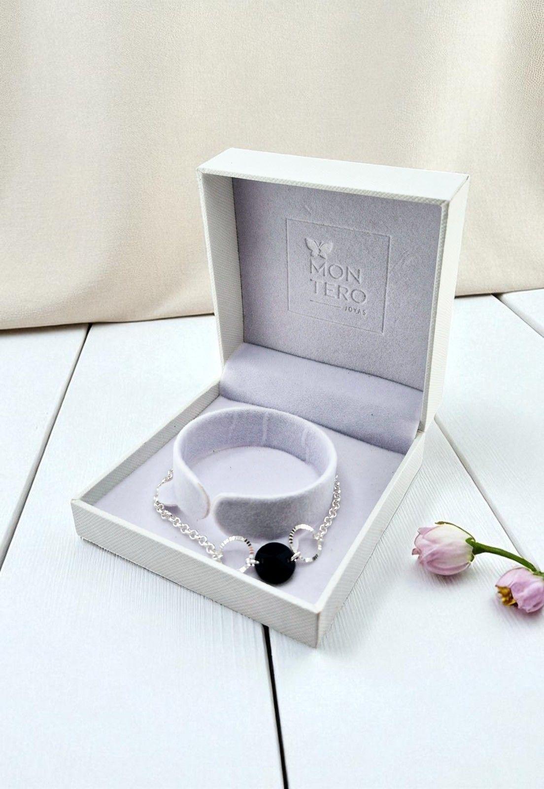 Pulsera Rafaela Black Plata Italiana Cristal Genuino-3