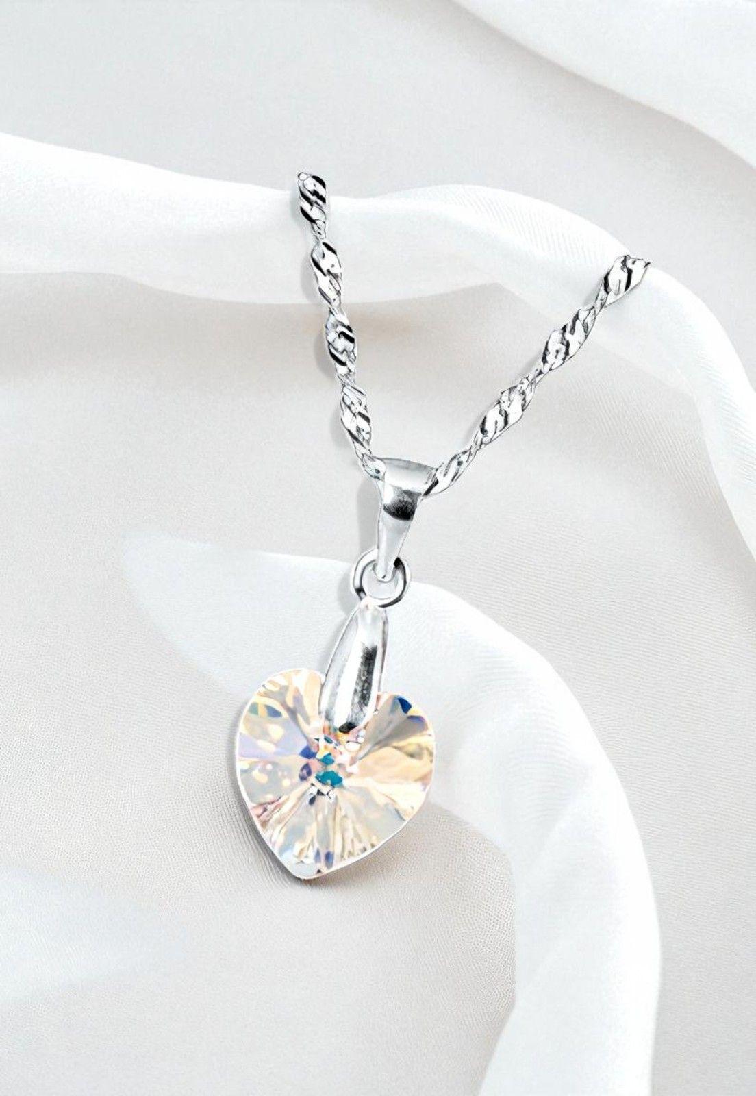Collar Romance Plata Italiana 925 Cristal Genuino Aurora Boreal-2