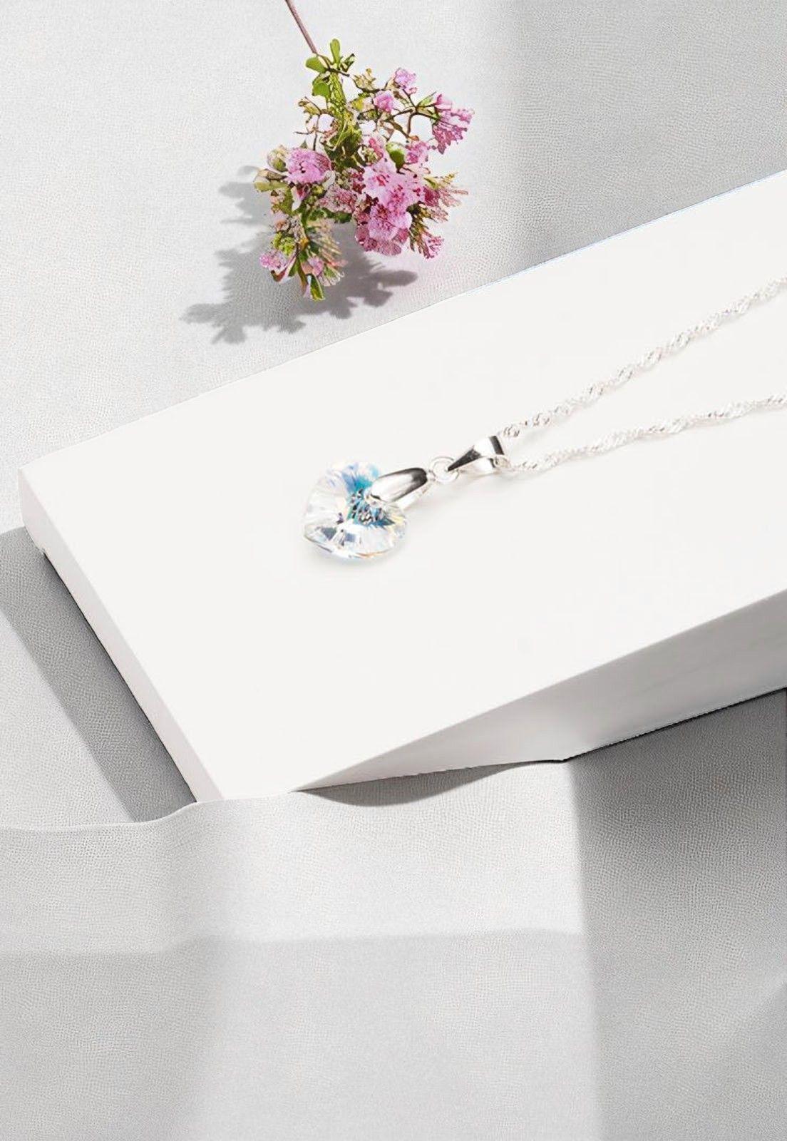 Collar Romance Plata Italiana 925 Cristal Genuino Aurora Boreal-4
