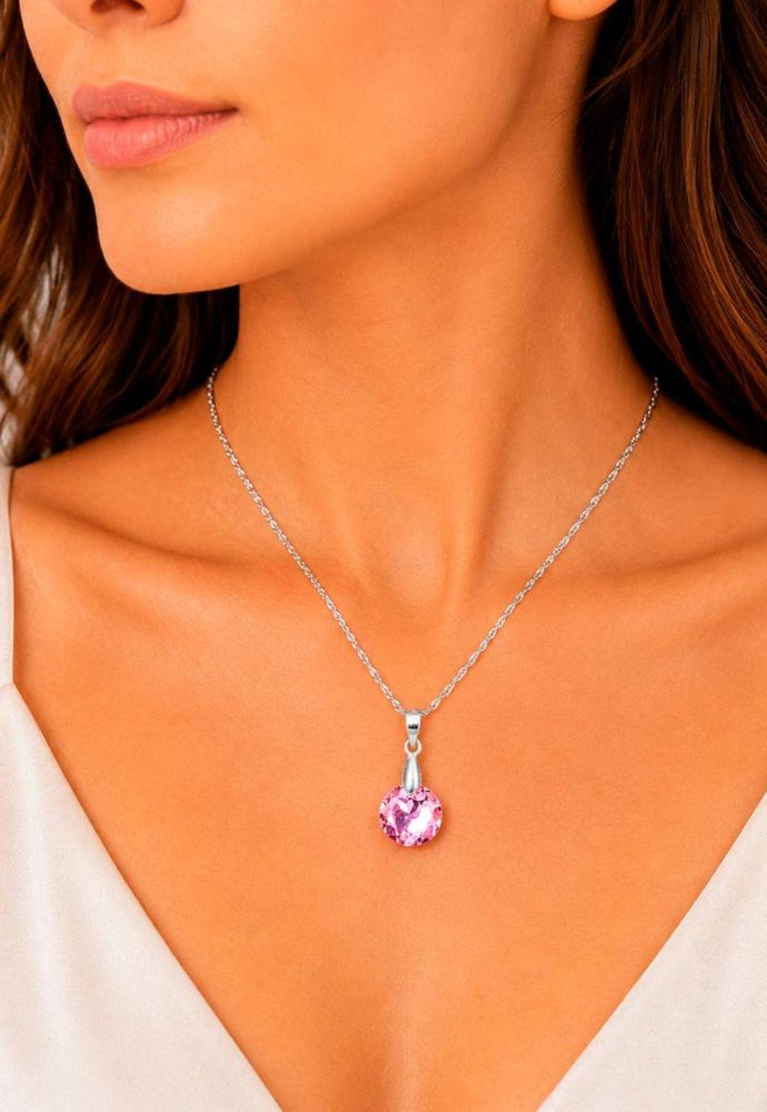 Collar Gracia Plata 925 Cristal Swarovski® Light Rose-3