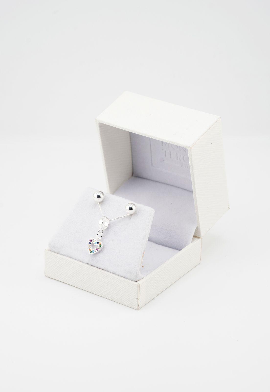 Conjunto Leia Baño de Oro Blanco y Microcircones de Colores-2