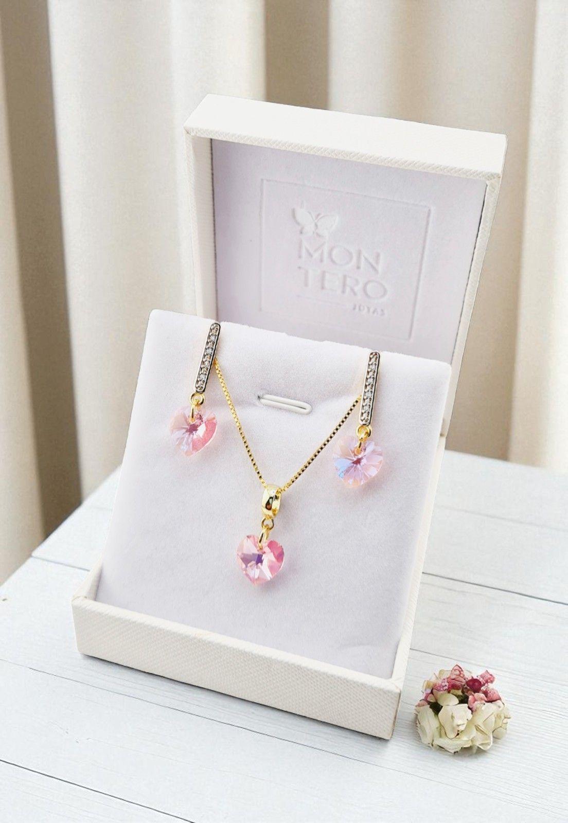 Conjunto Romance Gold 24K Cristal Genuino Light Rose-3
