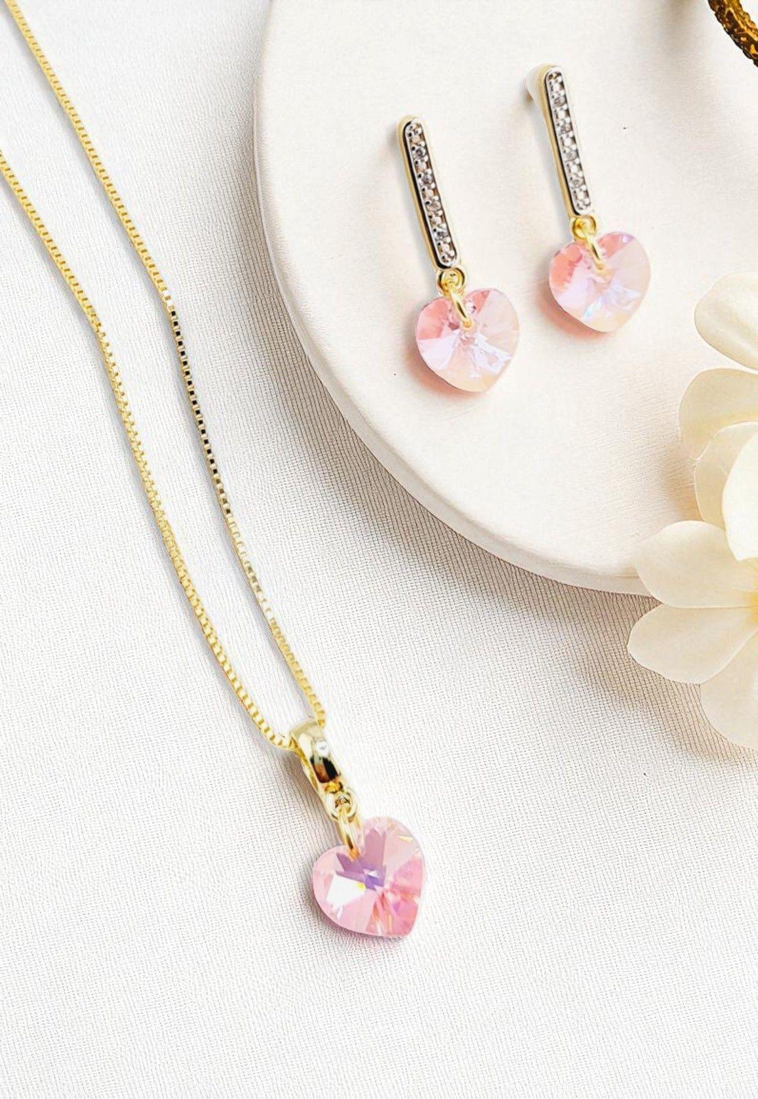 Conjunto Romance Gold 24K Cristal Genuino Light Rose-5
