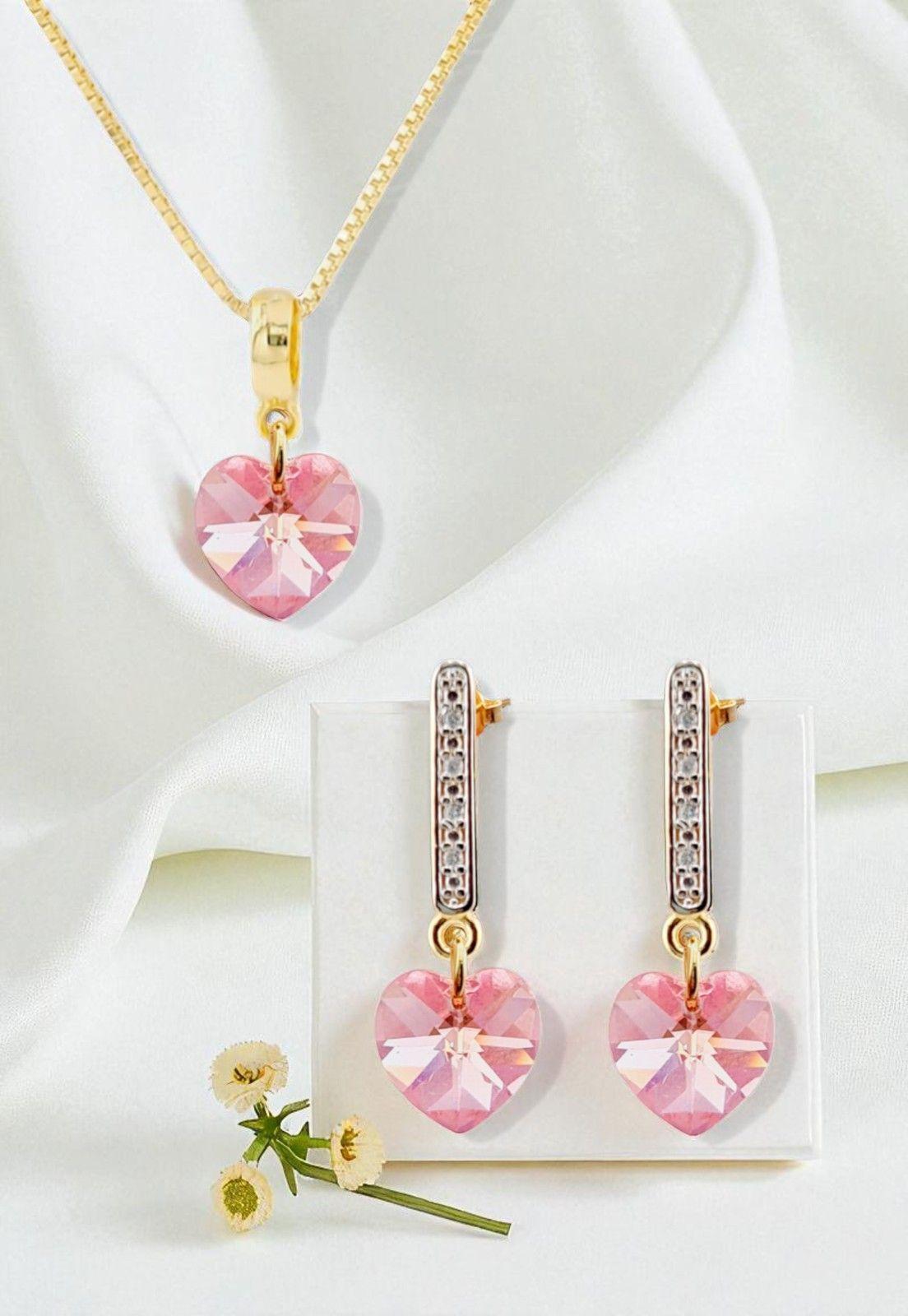 Conjunto Romance Gold 24K Cristal Swarovski® Light Rose-1