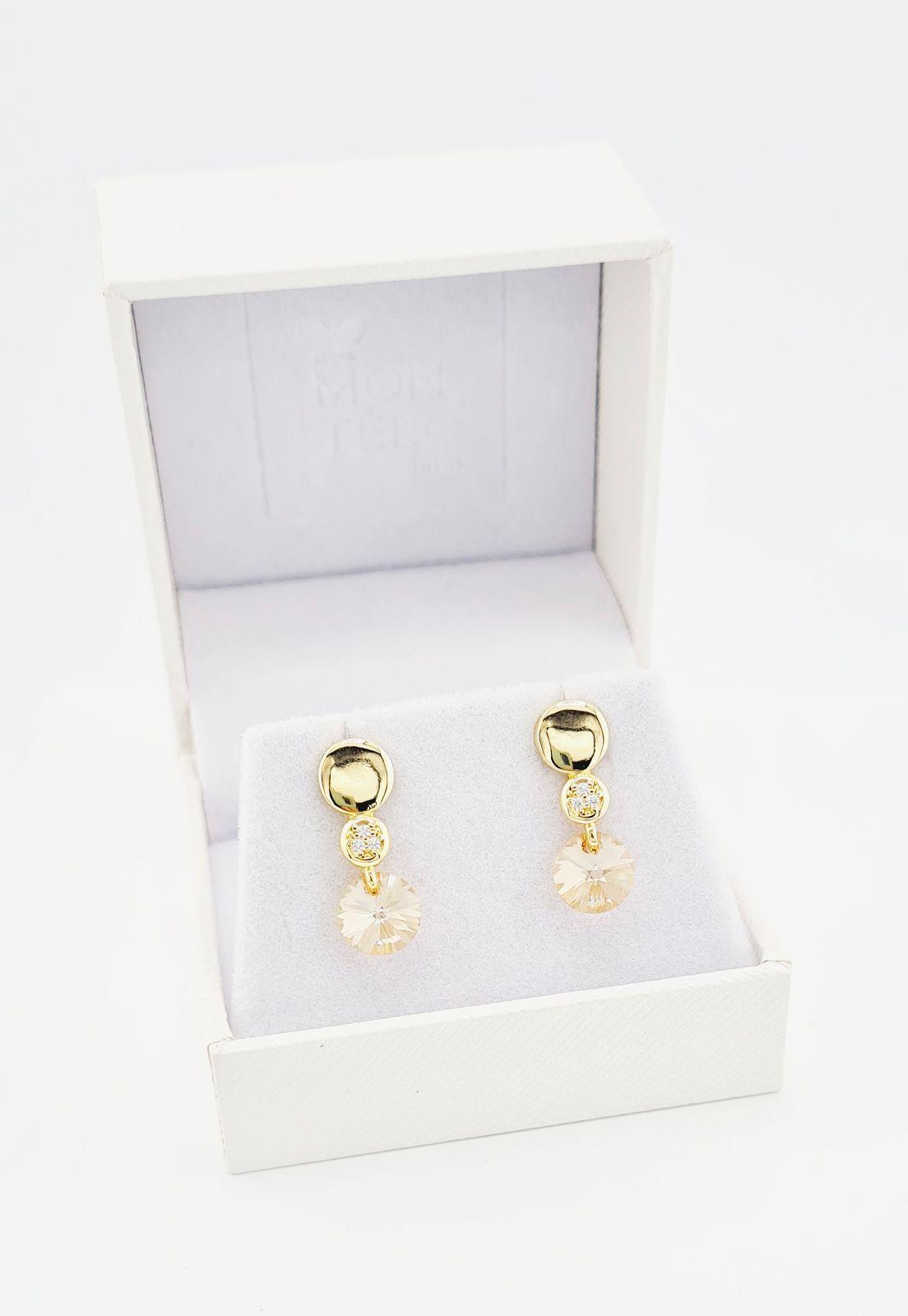 Aros Punto de Luz Gold Cristales Genuinos Golden Shadow.-2
