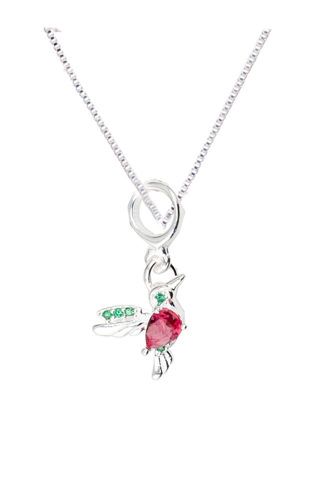 Collar Colibri Silver Baño de Oro Blanco-0