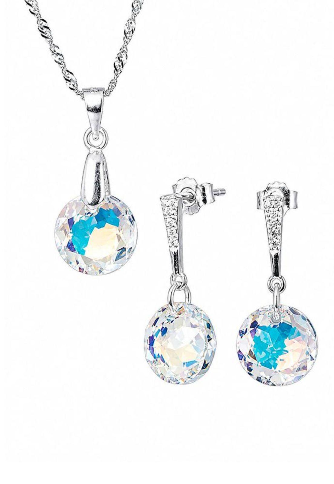 Conjunto Gracia Plata 925 Cristal Swarovski® Aurora Boreal-0
