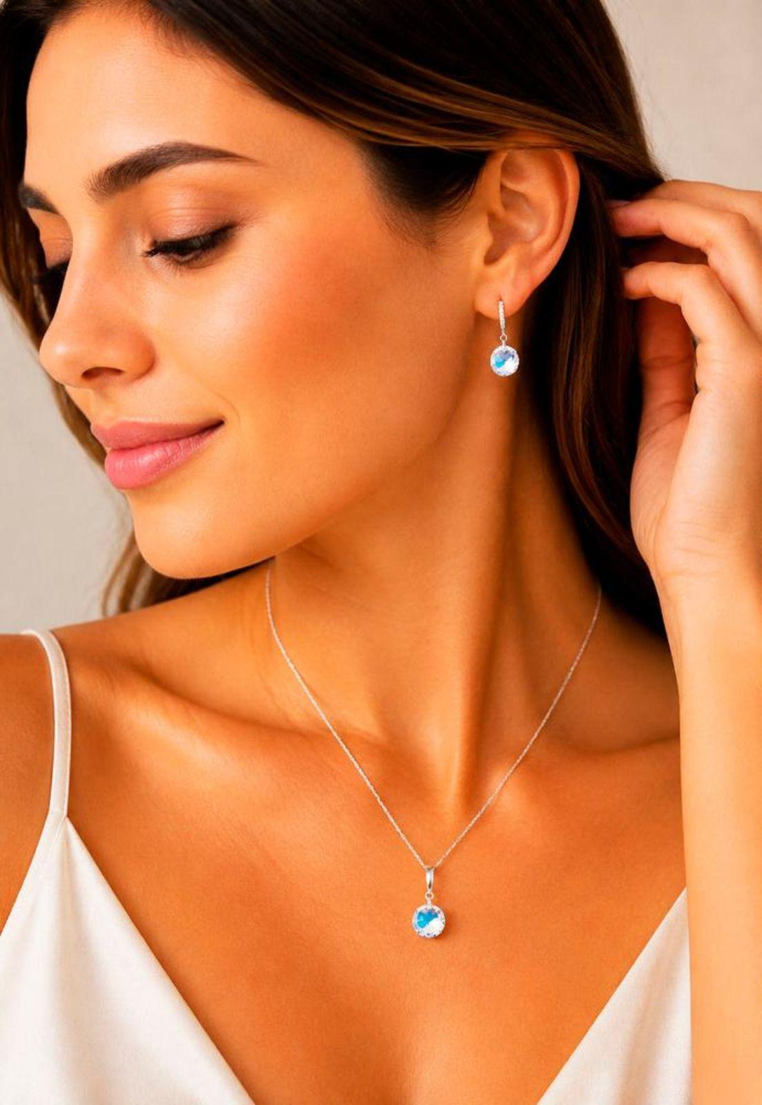 Conjunto Gracia Plata 925 Cristal Swarovski® Aurora Boreal-3