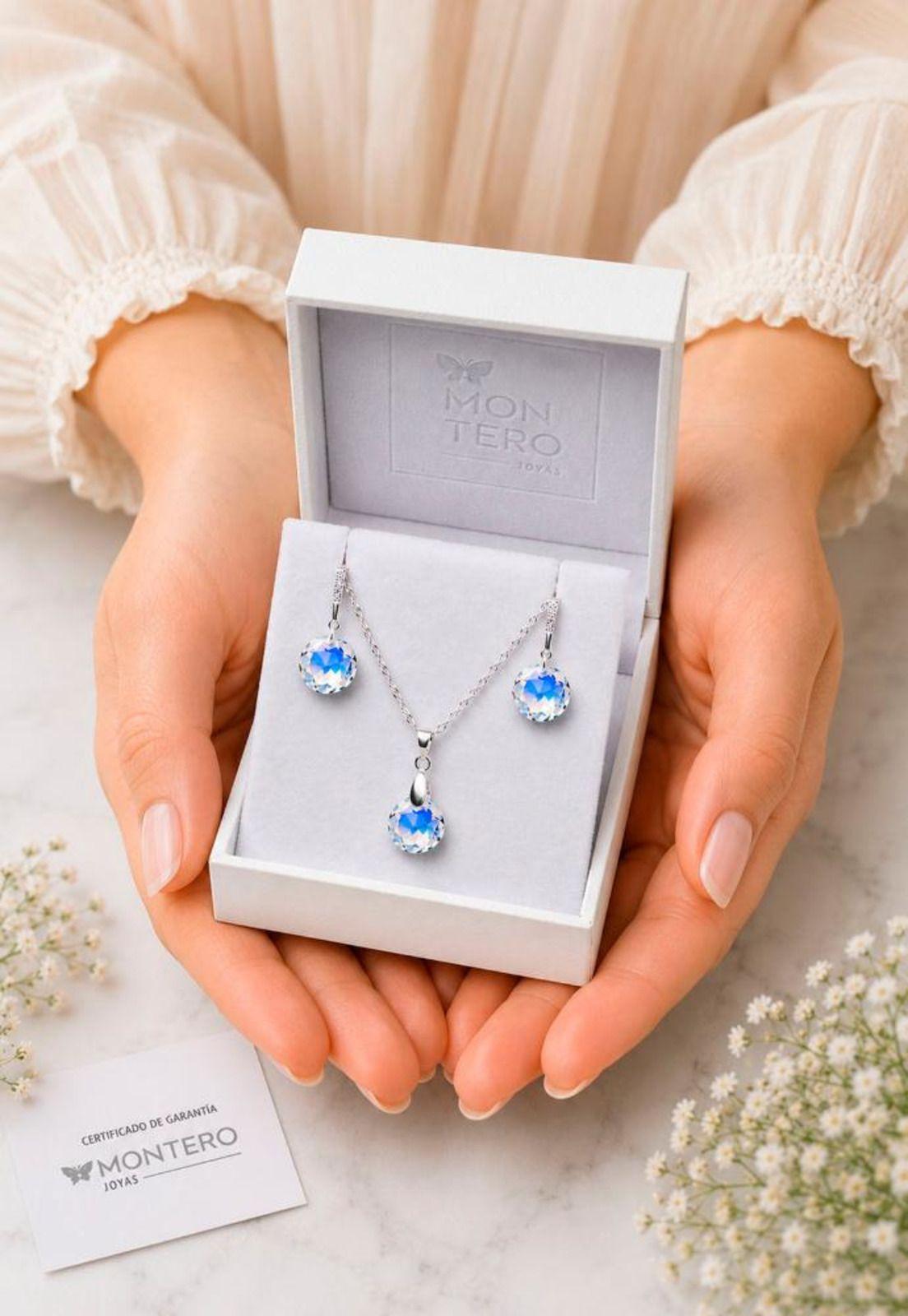 Conjunto Gracia Plata 925 Cristal Swarovski® Aurora Boreal-5