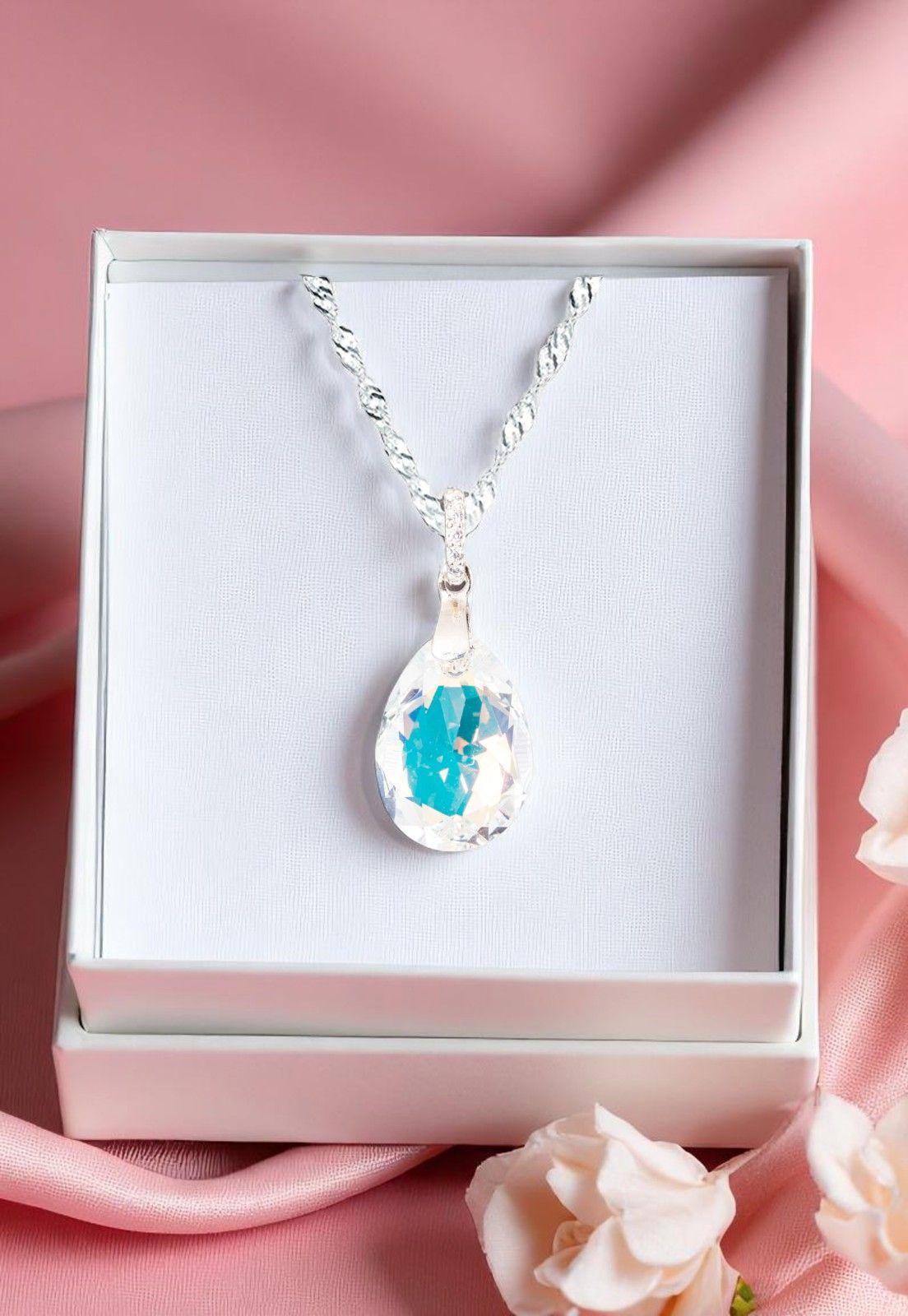 Collar Capricho Plata 925 Cristal Genuino Aurora Boreal-2