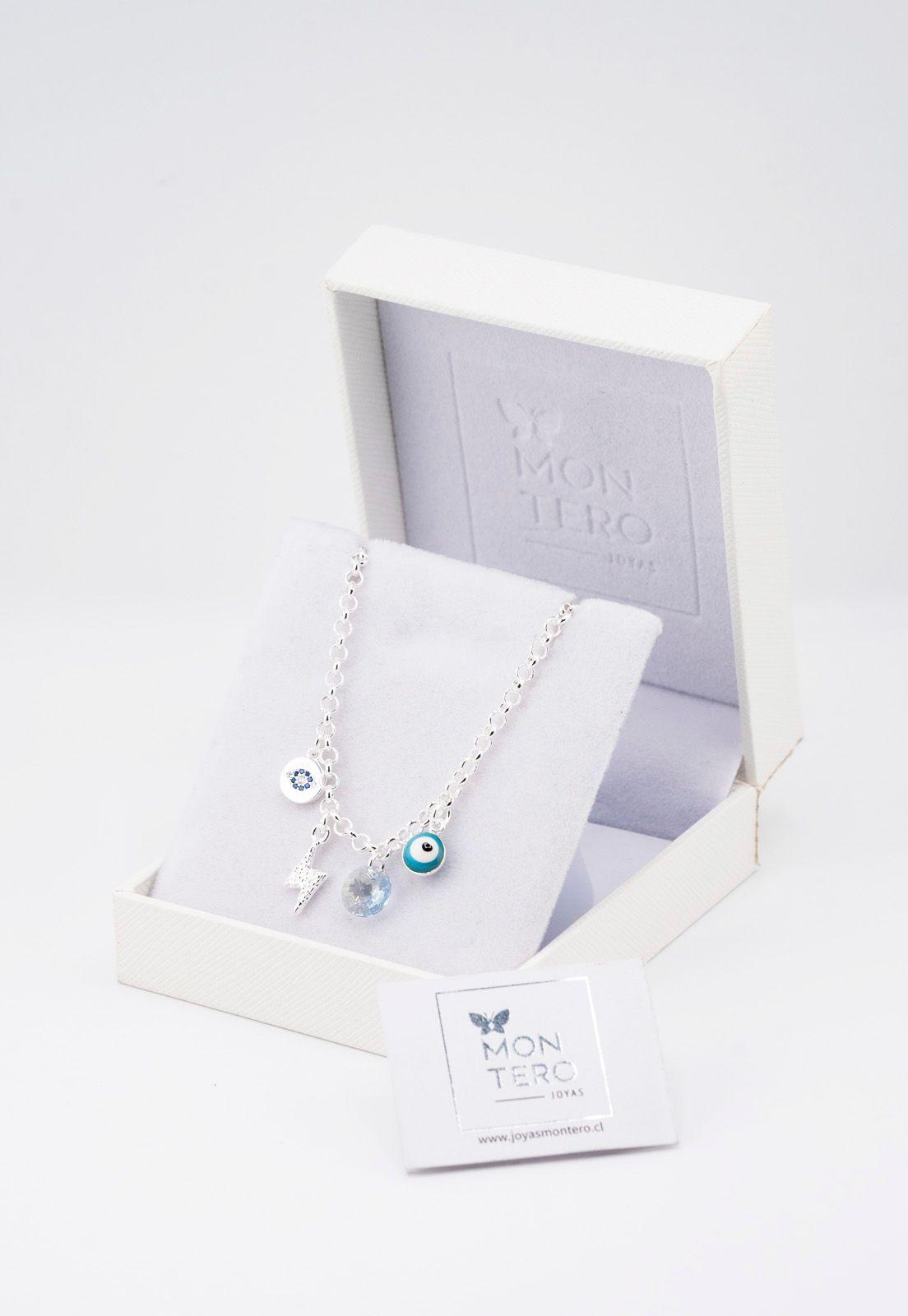 Pulsera Emir Con Baño de Oro Blanco y Cristales Genuinos Blue Shade-3